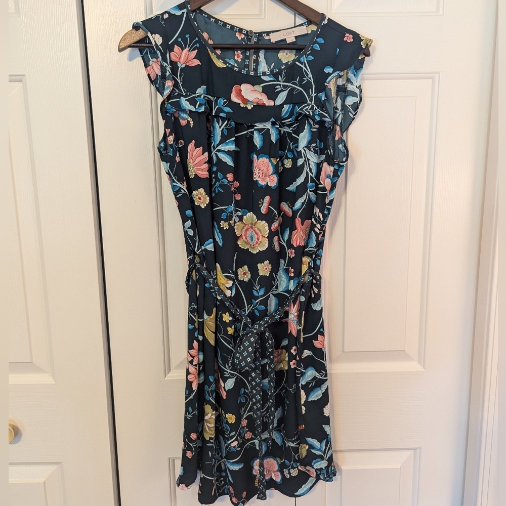 LOFT medium blue floral dress